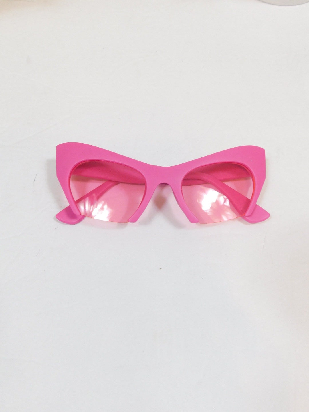 Vintage 90s Hot Pink Tinted Half Cut off Frame Cat Eye Fashion - Etsy