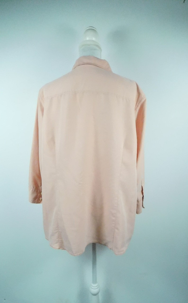 50/% SUMMER SALE Vintage 1990s Liz Caliborne Mauve Solid Pink Collared Button Down Chest Pocket Minimal Long Sleeve Blouse Top Shirt Sz 20W P