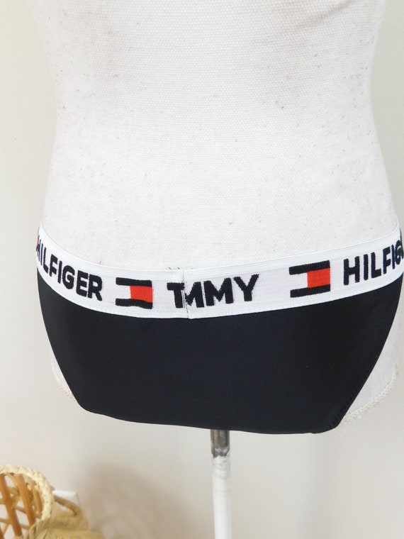 Vintage 90s Black White Tommy Hilfiger Flag Band … - image 4