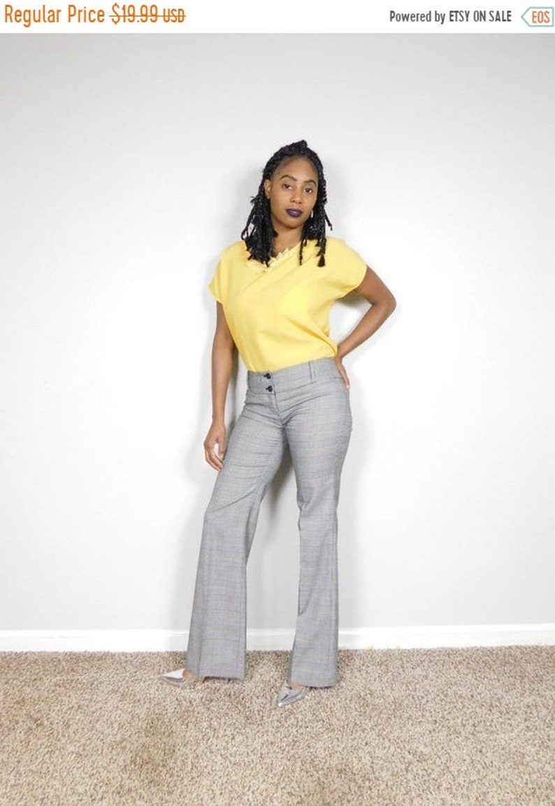 50/% SUMMER SALE Vintage 80s 1980s The Limited Black White Houndstooth Print Checkered Straight Leg Low Waist Preppy Pants Sz 2 XS