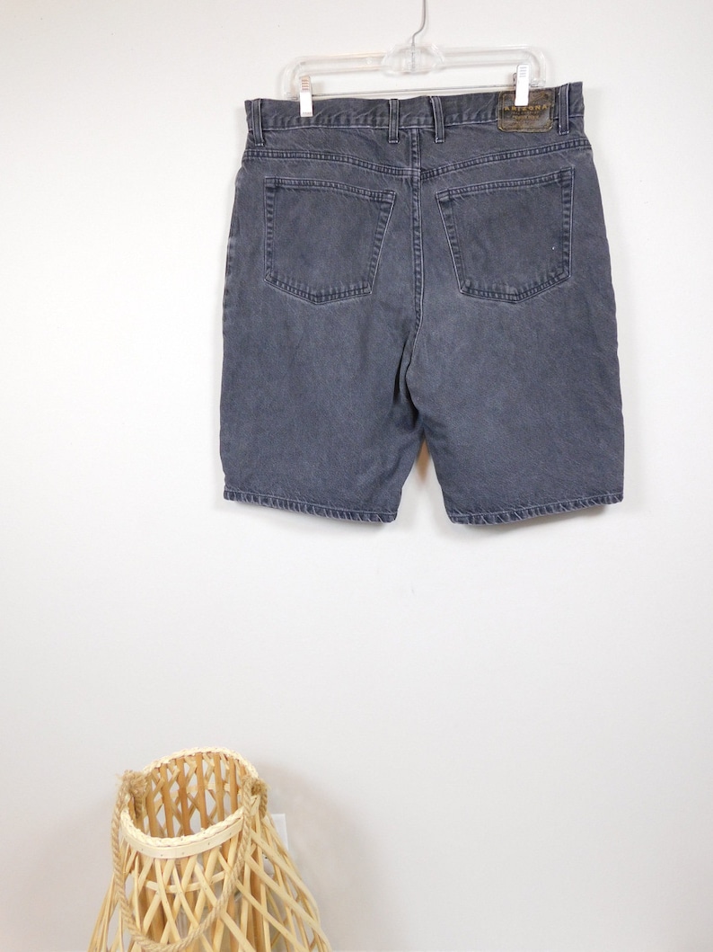 50/% OFF SPRING SALE Mens Vintage 1980s The Arizona Company Loose Fit Black Faded Denim Jean Cotton Grunge Jeanswear Shorts Sz 38 Waist