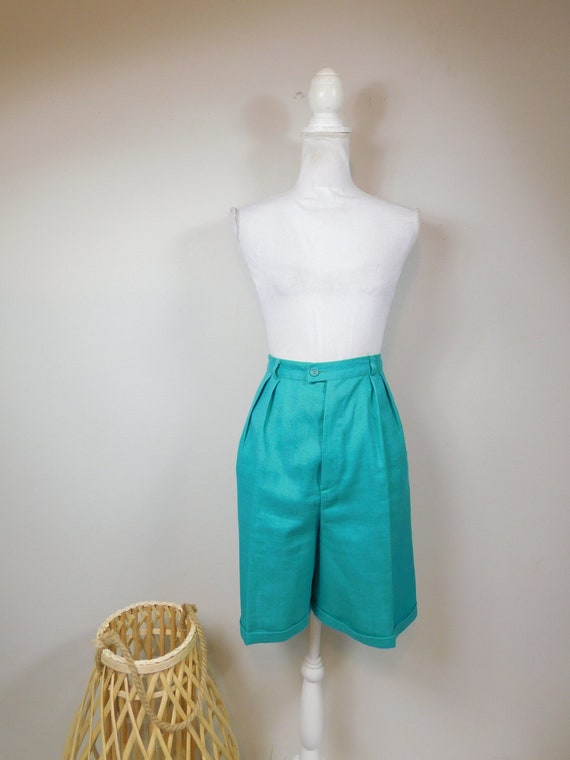 Vintage 80s Giorgio Sant Angelo Teal Green Linen B