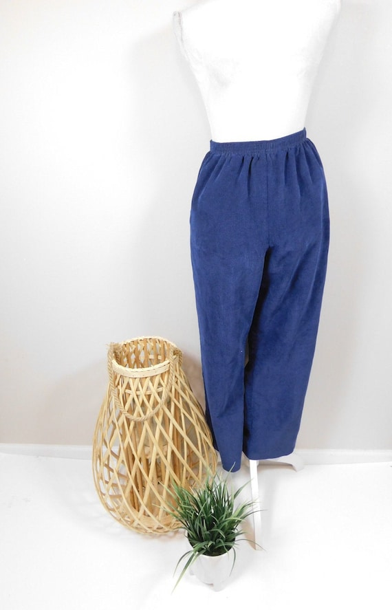 Corduroy Winter White Pants 80s, Pleated Trousers, Women Baggy Dress Pants  