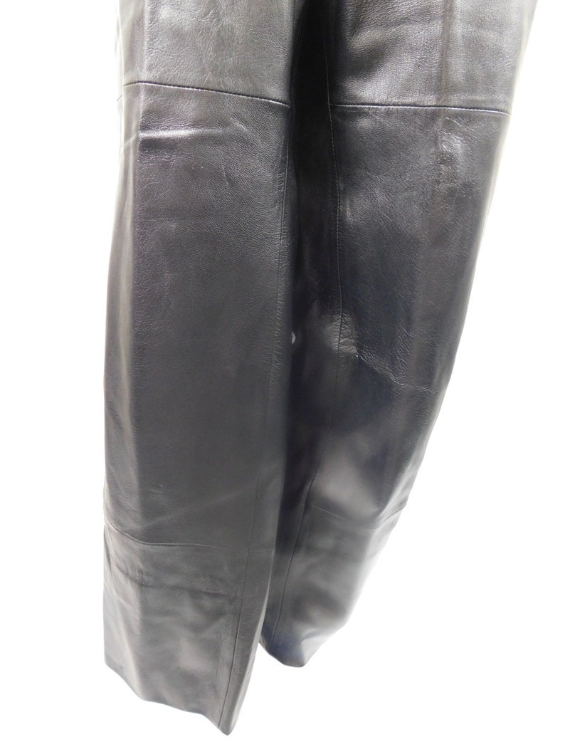 50/% SUMMER SALE Vintage 90s Wilsons Leather Black Real Side Zipper Minimal Rocker Grunge Boot Cut Bottom Motorcycle Pants Sz Large