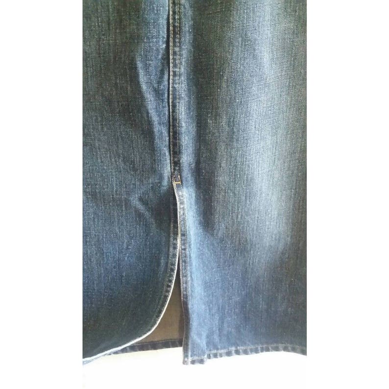 60/% BIG XMAS SALE Vintage 90s Gap Jeans Dark Blue Jean Front Split High Waisted Fitted Pencil Knee Length Minimal Denim Skirt Sz 4 Small