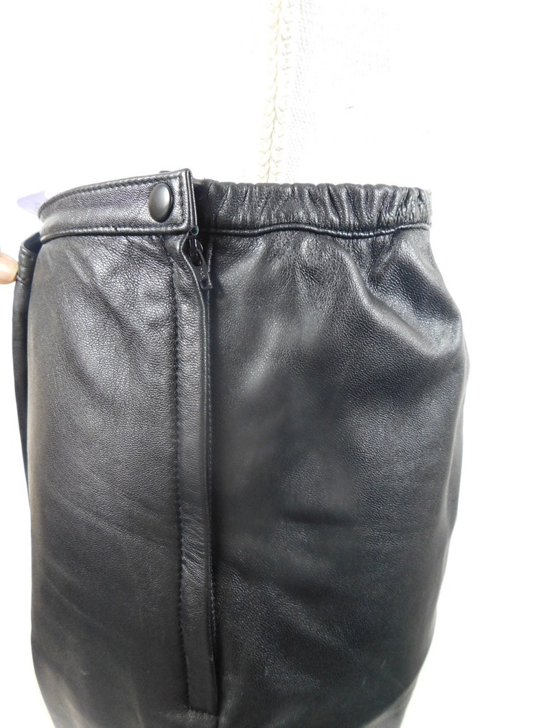 50/% SUMMER SALE Vintage 90s Wilsons Leather Black Real Side Zipper Minimal Rocker Grunge Boot Cut Bottom Motorcycle Pants Sz Large
