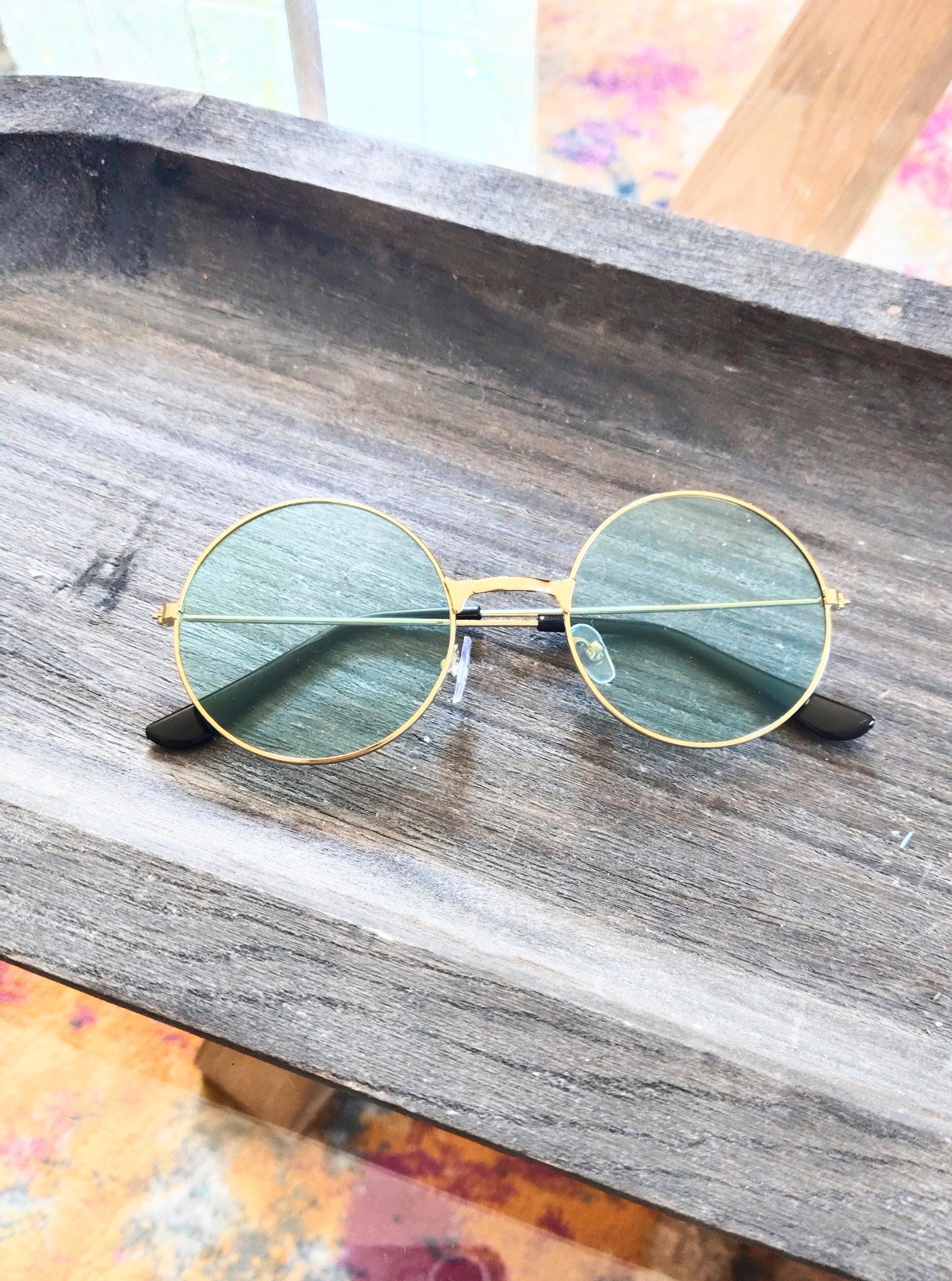 Vintage 80s Round Green Sunglasses with Gold Tone Frame / Accents Vintage 80s Round Sunglasses: Silver Frame, Pretty Eyes  main image 3