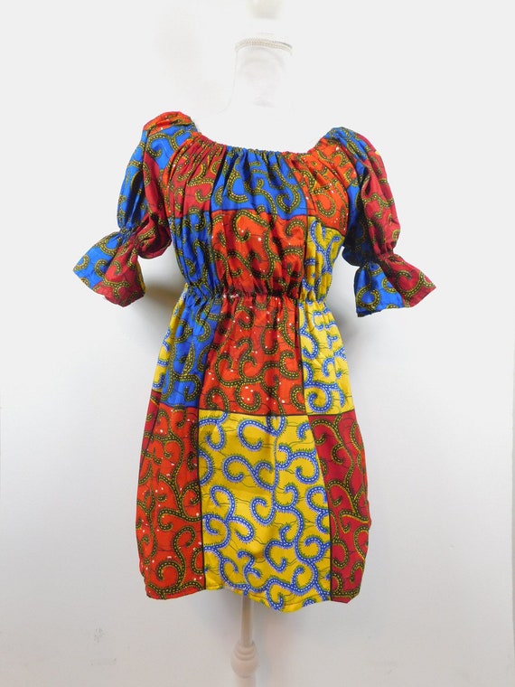 Vintage 90s African Tribal Kente Geometric Print … - image 1