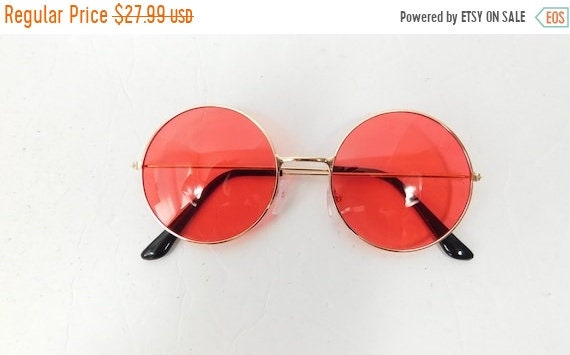red tinted circle glasses