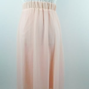 Vintage 00s Rosa Weiß Spitze Netz häkeln schiere ärmellose elastische Taille Cocktail lange Maxi-Party Kleid Kleid Sz klein