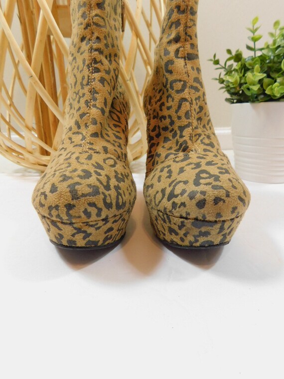 Vintage 90s Tan Black Cheetah Animal Print Faux S… - image 3