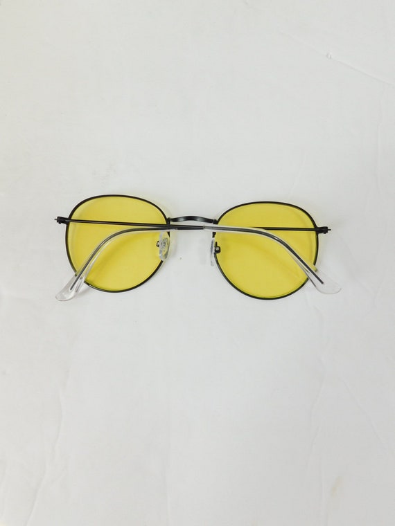 Vintage Amarillo Negro Tintado Gran Redondo Gafas de Sol Marco Lente Moda  Clásica Gafas de Plástico Estándar Sunnies -  México