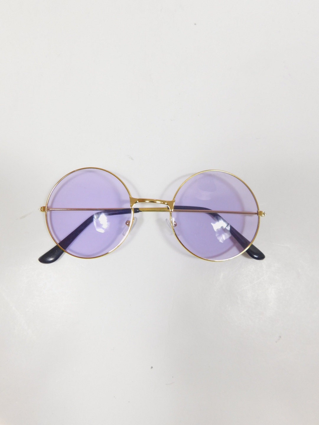 Vintage 00s Purple Gold Tinted Hippie Big Round Spectacle  display picture 3