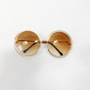 Cadre double en métal marron foncé des années 2000 teinté grand cercle rond surdimensionné lunettes de soleil hippie lunettes de soleil lunettes de soleil