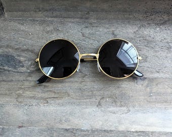 Occhiali Da Sole Steampunk Rotondi In Metallo Retrò John Lennon Stile - Foto 2