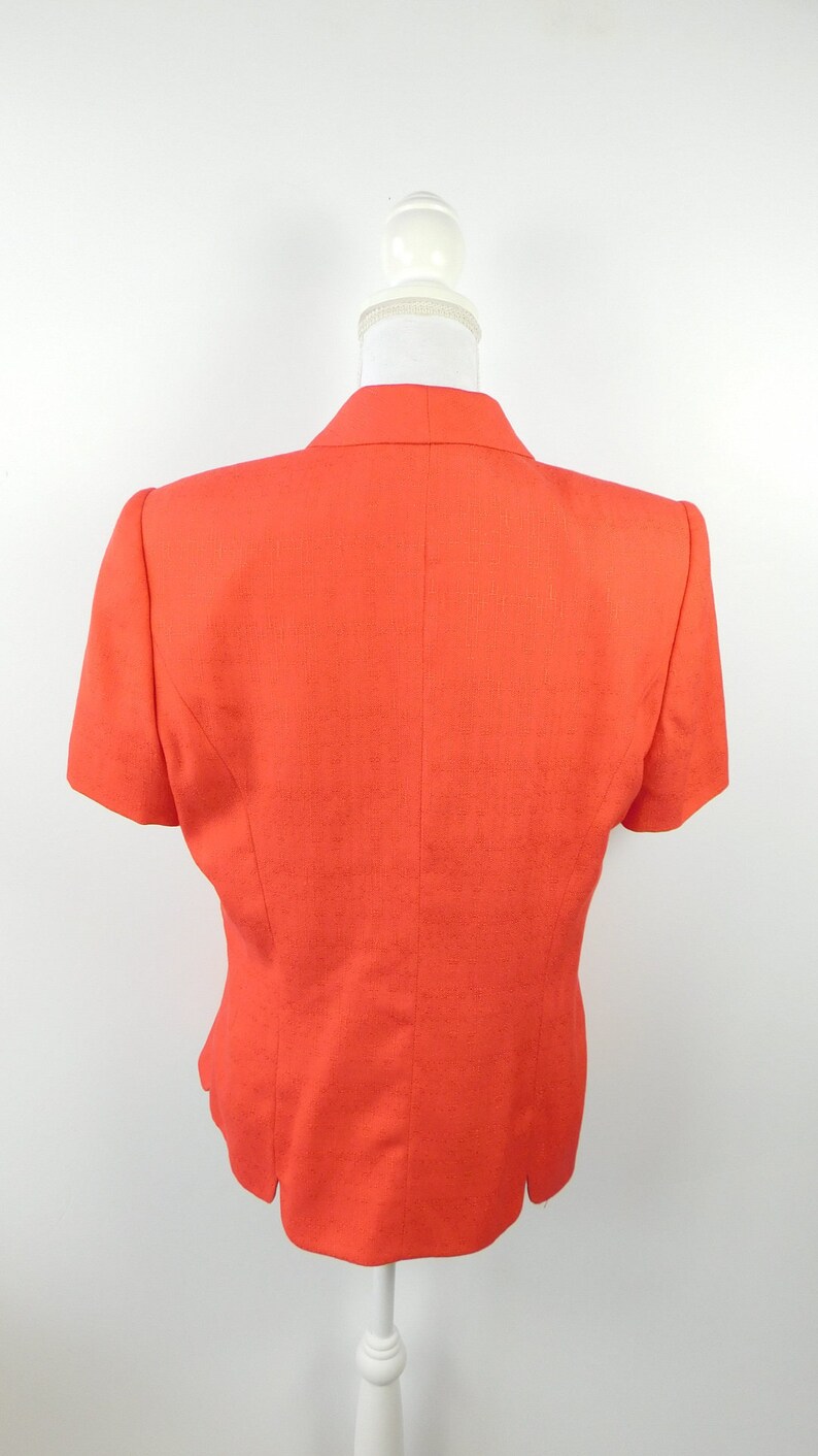 Solid Coral Pink Double Breasted\u00a0Minimal Short Sleeve Lined Blazer Jacket Coat Sz 12 Large 50/% SUMMER SALE Vintage 90s Pursuits Ltd