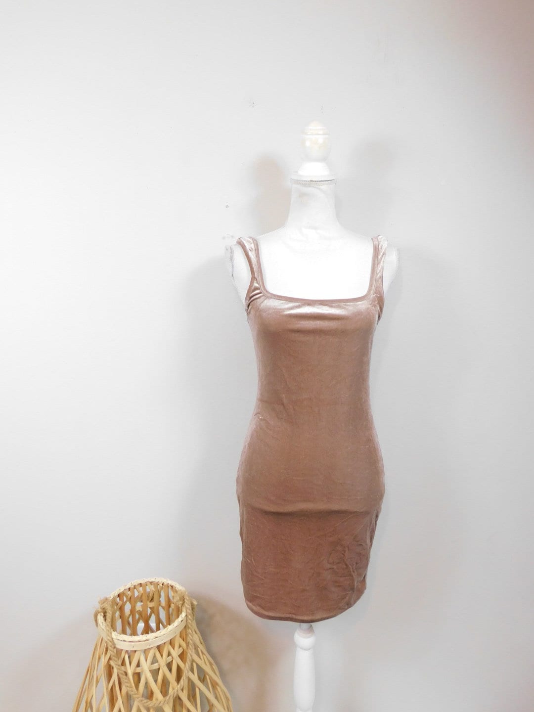 Vintage 00s Brown Velvet Square Neck Stretch Bodycon Evening Cocktail Tank  Top Mini Length Short Dress Sz Small/medium/large - Etsy