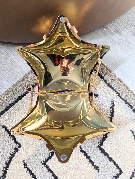 Vintage 00s Shiny Gold Metallic Star Balloon Acrylic Metal Closure