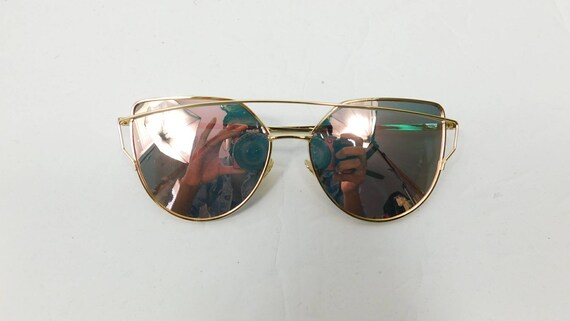 Mirrored cat eye sunglasses rose cheap gold