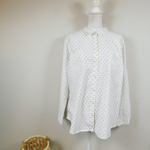 Vintage 90s White Blue Anchor All Over Print Cotton Button Up Collared Pocket Long Sleeve Shirt Top Blouse Sz XXL/2X Plus Size