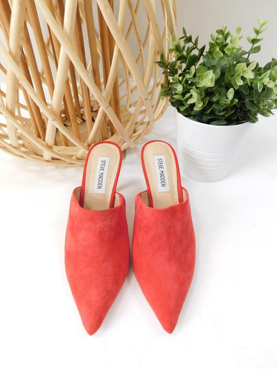 Orange suede mules on sale