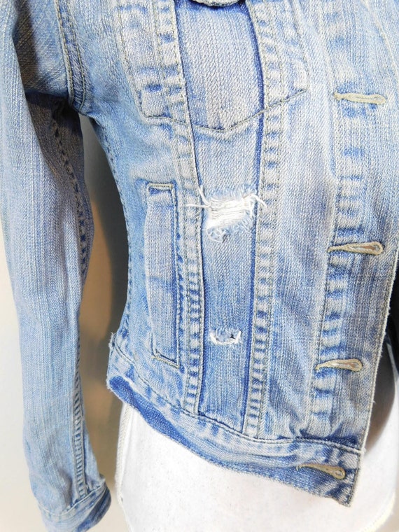 Vintage 90s Light Wash Jean Ripped Distressed Cot… - image 4