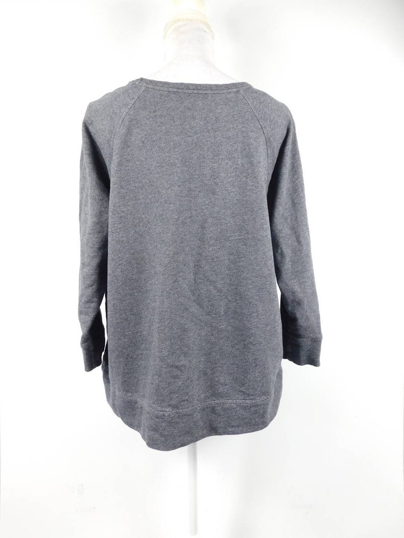 50/% SUMMER SALE Vintage 90s Liz Claiborne Dark Gray Rhinestone Shoulder Crewneck Solid Long Sleeve Sweater Top Sweatshirt XL Plus Size