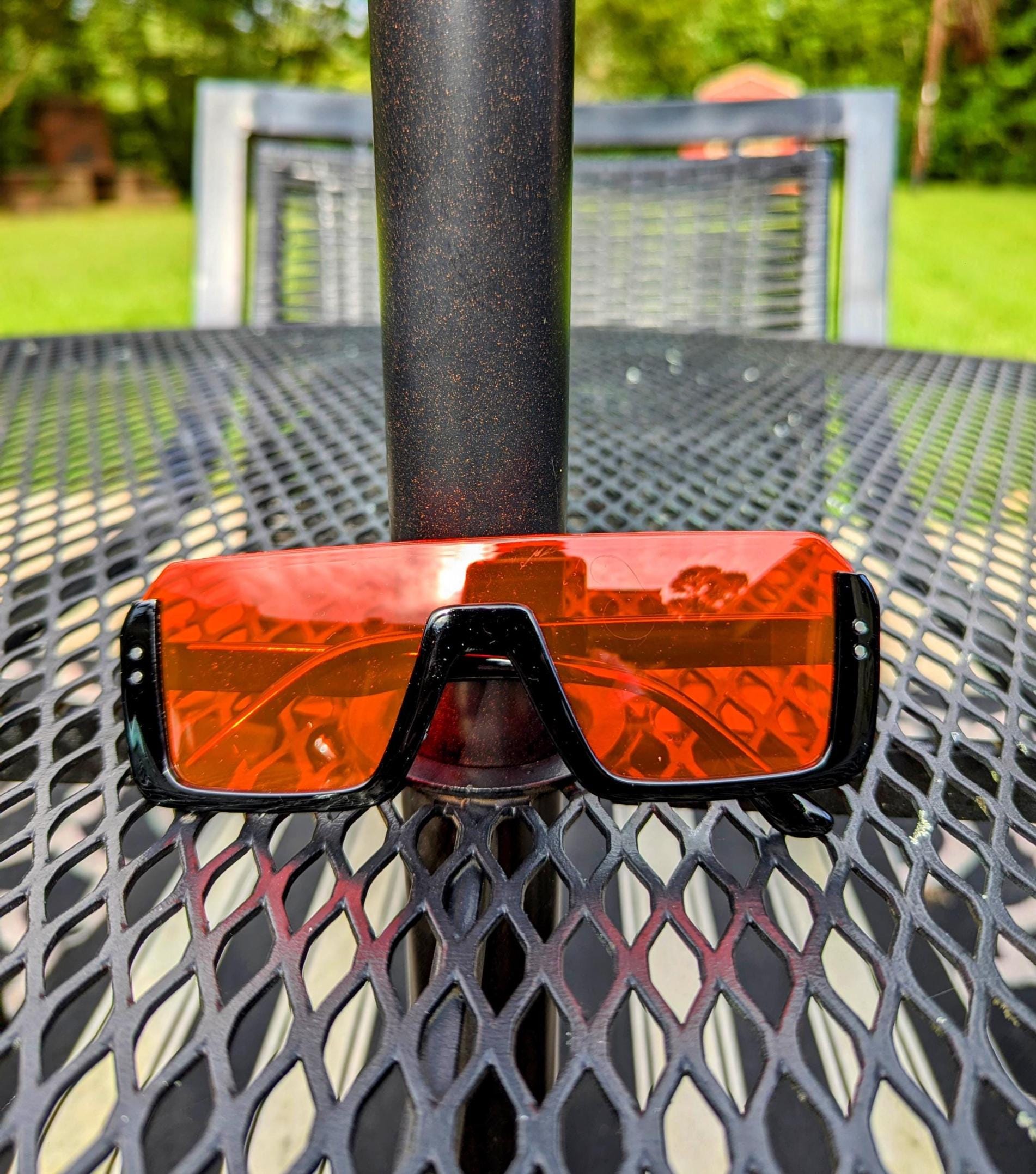 Vintage Red Black Tinted Two Tone Big Square Shape Oversized  display picture 2