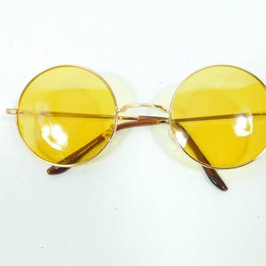 Vintage Yellow Gold Tinted Big Round Spectacle Fashion Classic Standard Sunglasses Frame Lens Glasses Eyewear