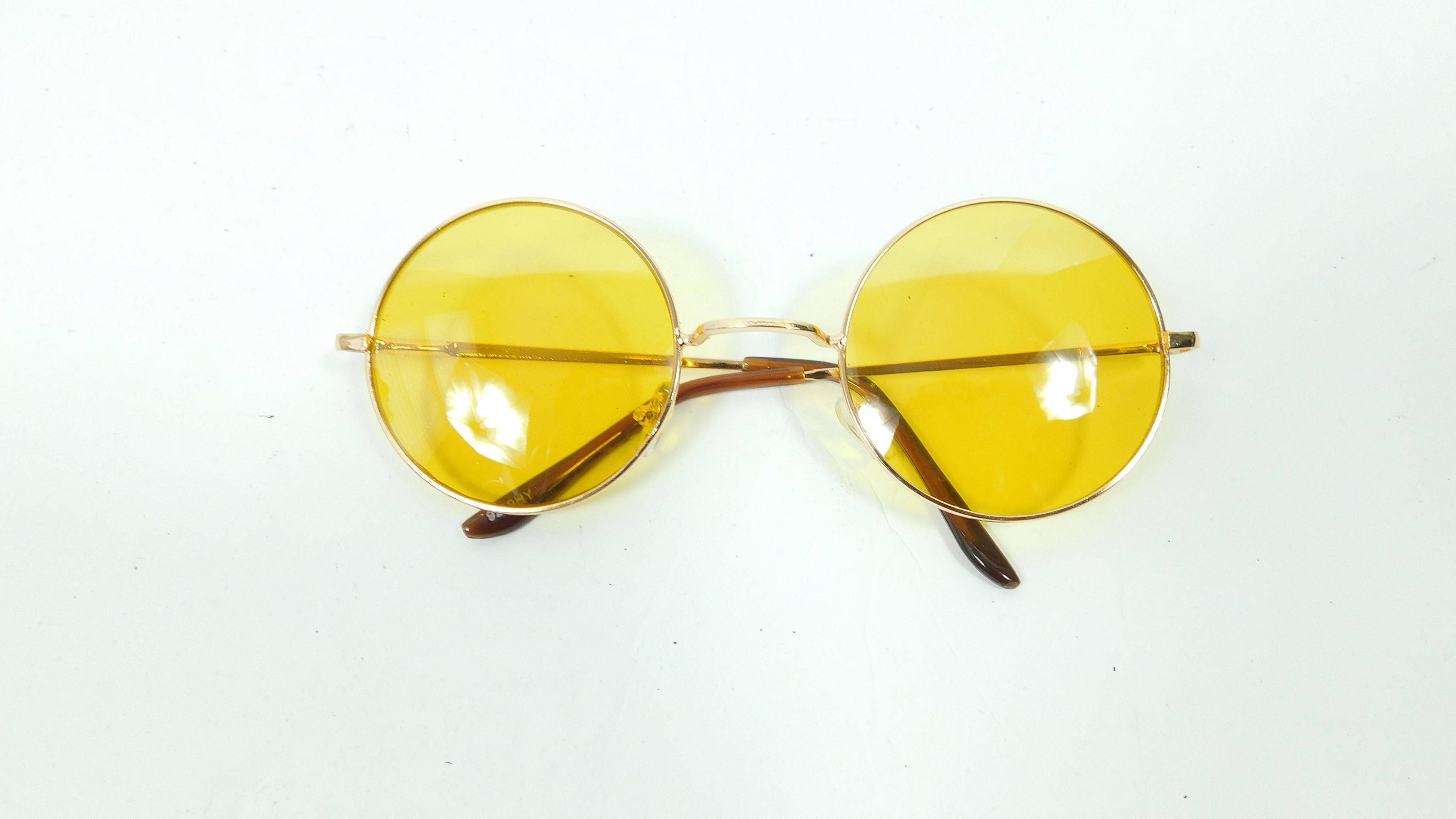 Vintage la Eyeworks Sunglasses SLICK 555 Gold Round Frames with Yellow Lenses Transparent Yellow Narrow Retro-Vintage Round Mirrored  main image 2