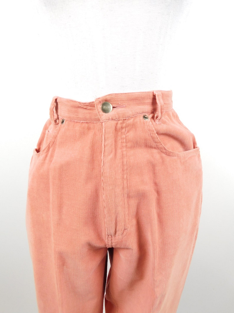50/% SUMMER SALE Vintage 70s Stefano International Mauve Pink Corduroy Tapered Leg High Waist Minimal Cotton Pockets Pants Sz 10 Medium