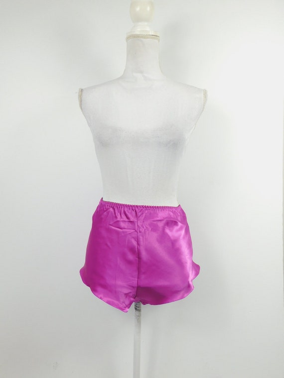 Vintage 80s Magenta Purple Silky Elastic High Rise Polyester Sleep Cheeky  Booty Lingerie Loungewear Pajama Shorts Bottoms Sz Medium 