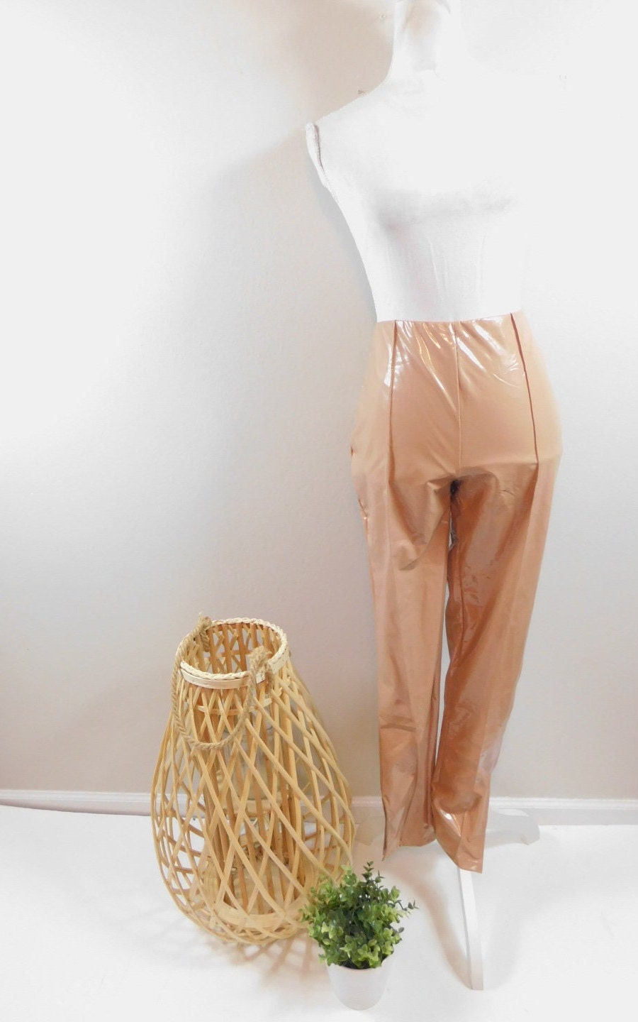 Buy Beige Faux Leather Leggings Online In India -  India
