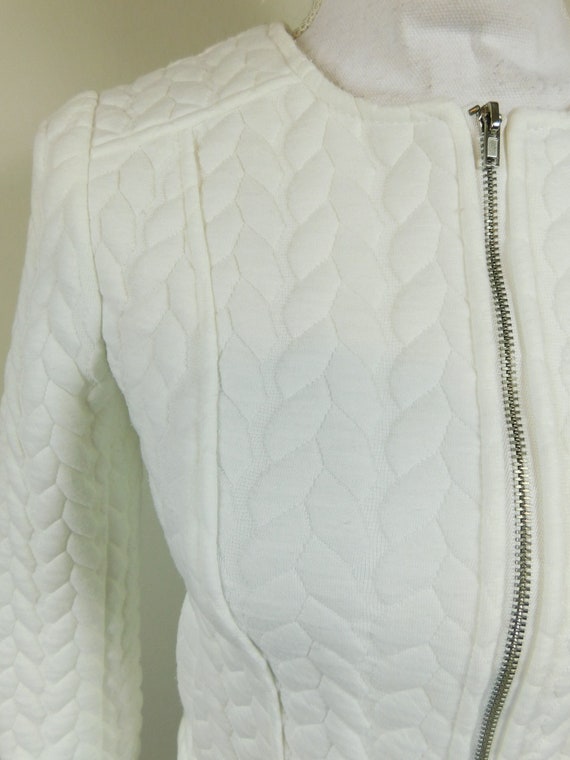 Vintage 00s Bright White Quilted Diamond Print St… - image 4