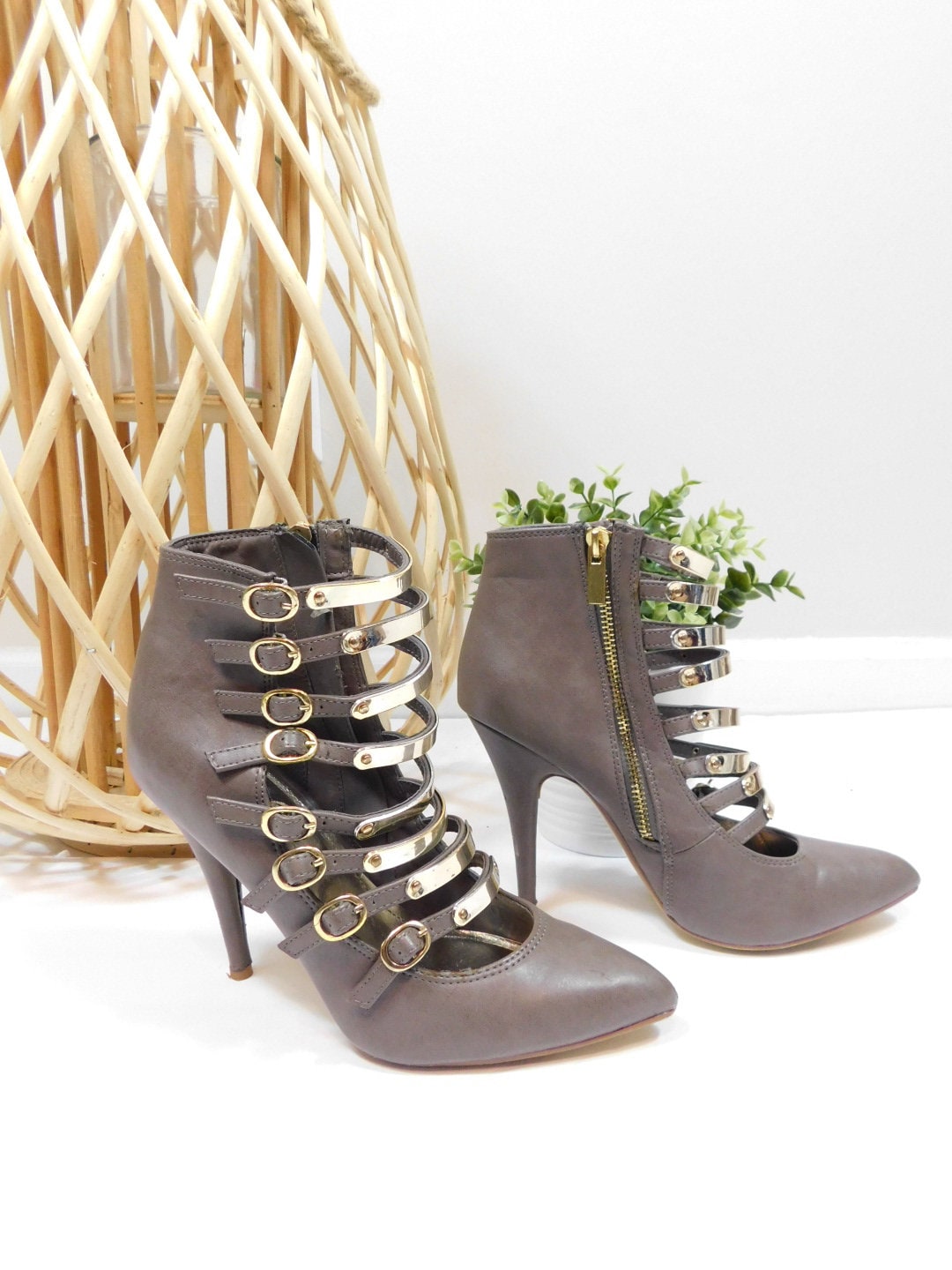 Strappy bootie heels best sale