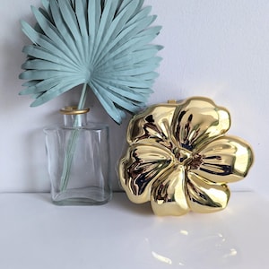 Vintage 00s Brilhante Ouro Metalizado Flor Acrílico 3d Fecho de Metal Grande Crossbody Alças Longas Bolsa de Ombro Bolsa de Noite Clutch