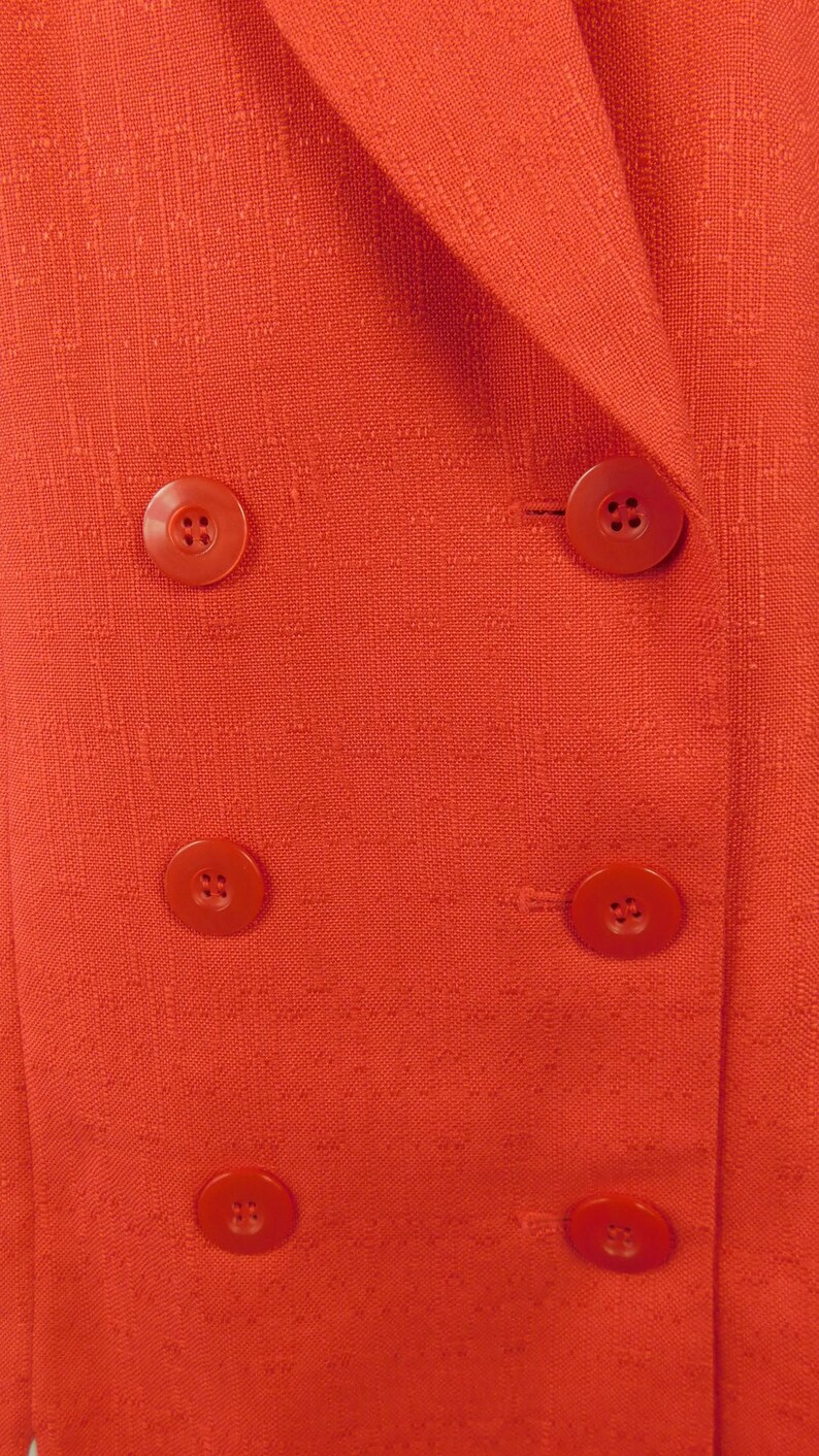 Solid Coral Pink Double Breasted\u00a0Minimal Short Sleeve Lined Blazer Jacket Coat Sz 12 Large 50/% SUMMER SALE Vintage 90s Pursuits Ltd