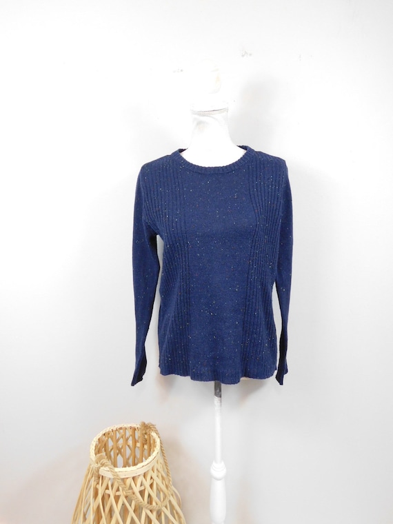 Vintage 90s Joseph A. Navy Blue Colorful Speckled Knitted Vintage 90s Joseph A. Navy Blue Colorful Speckled Knitted