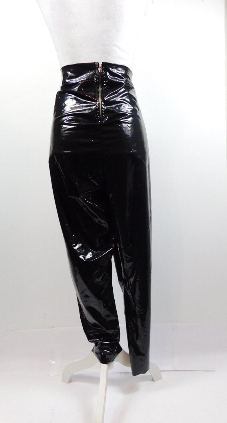 50/% SUMMER SALE Vintage Black Pvc Plastic Cybergoth Festival Rain Extravagant High Waist Wet Shiny Look Pants Leggings Sz 2X Plus Size