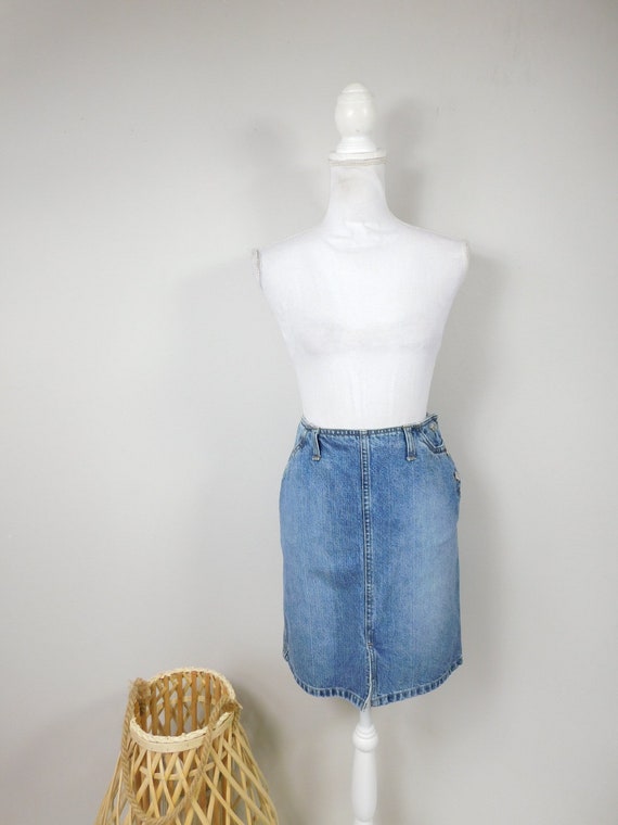 Vintage 90s GAP Jeans Dark Blue Jean Side Button B