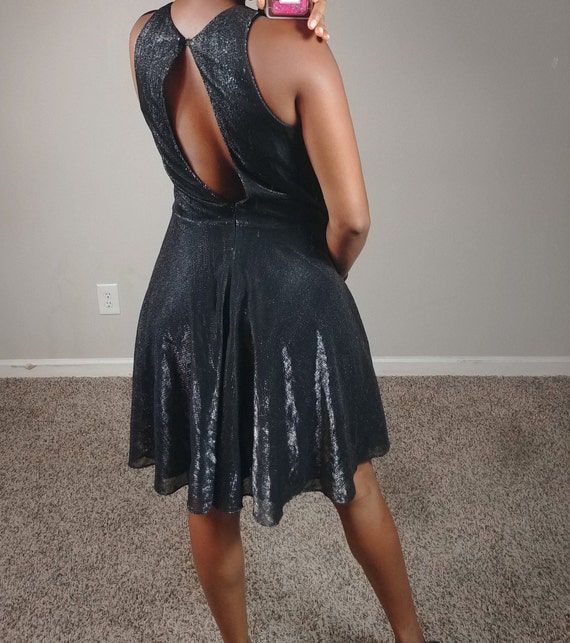 Vintage 90s Holographic Black Silver Glitter Thread Cut Out Back Lined Sleeveless A Line Skater Knee Length Tank Top Dress Sz Medium - Etsy Canada Vintage 90s Holographic Black Silver Glitter Thread Cut Out Back Lined Sleeveless A Line Skater Knee Length Tank Top Dress Sz Medium - Etsy Canada