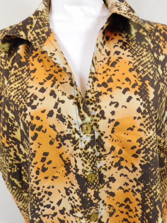 Vintage 80s Gloria Vanderbilt Brown Orange Snakes… - image 4