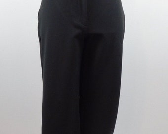 Vintage 1990s Talbots Black Curvy Fit Low Waist Straight Boot Leg Stretch Minimalist Trousers Pants Slacks Bottoms Sz 2 XS