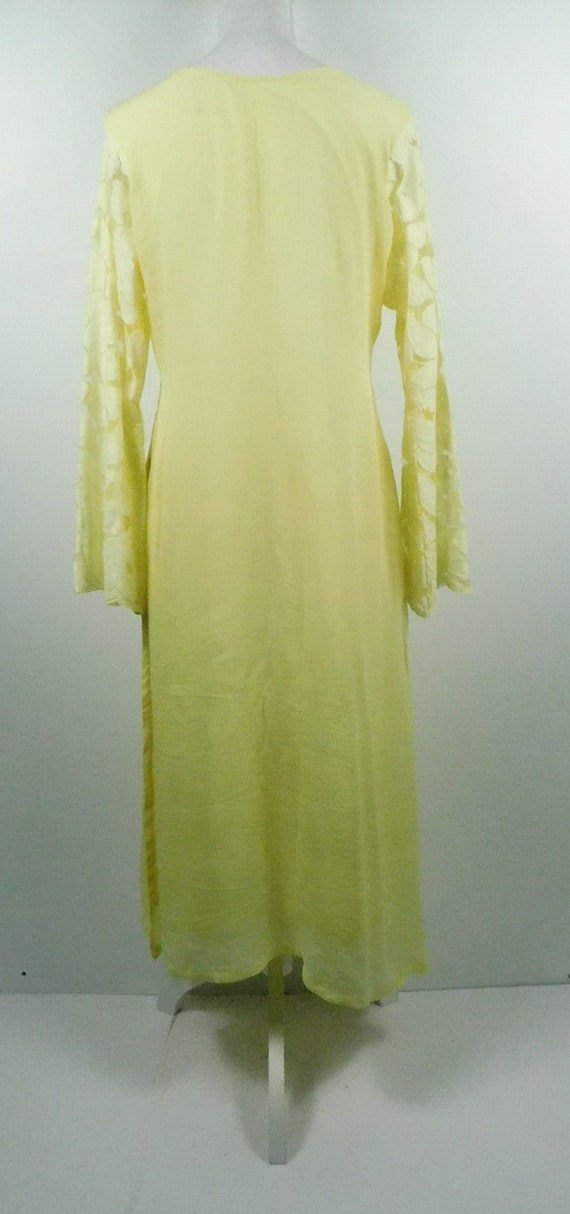 Vintage 90s Indian Light Yellow White Floral Flow… - image 5