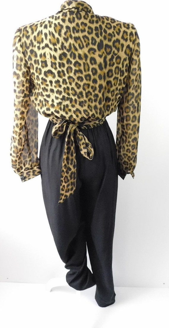 Vintage 80s Petite Sophisticate Black Brown Cheet… - image 7