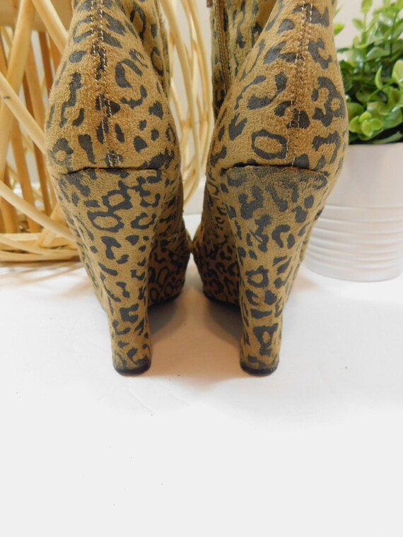 Vintage 90s Tan Black Cheetah Animal Print Faux S… - image 4