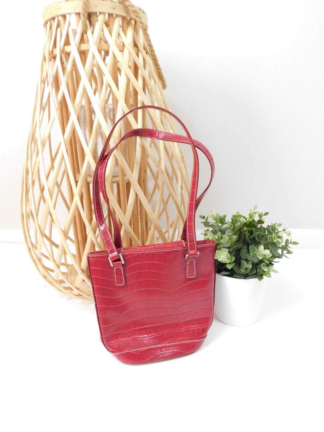 Vintage Liz Claiborne mini bag red snakeskin