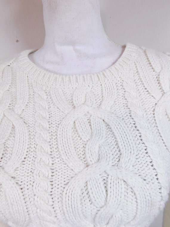 Vintage 80s The Limited White Cable Vertical Stri… - image 3