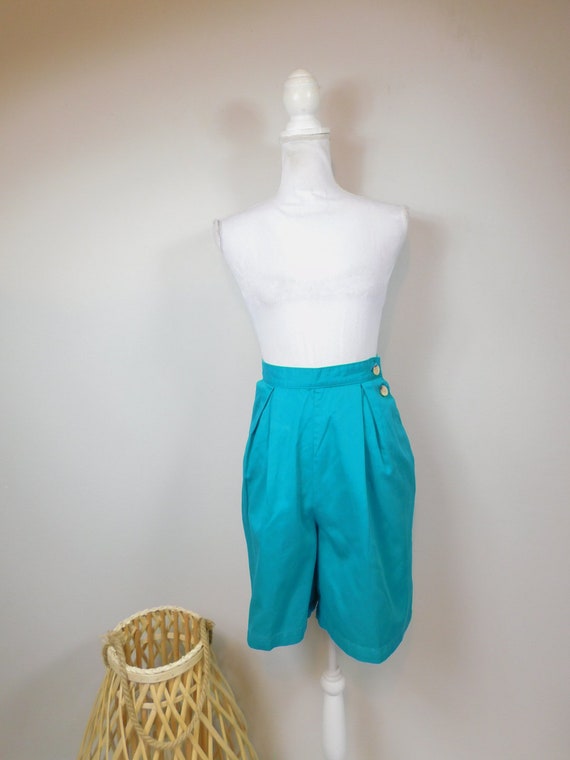 Vintage 80s Lord Isaacs Sport Teal Blue Pleated H… - image 1