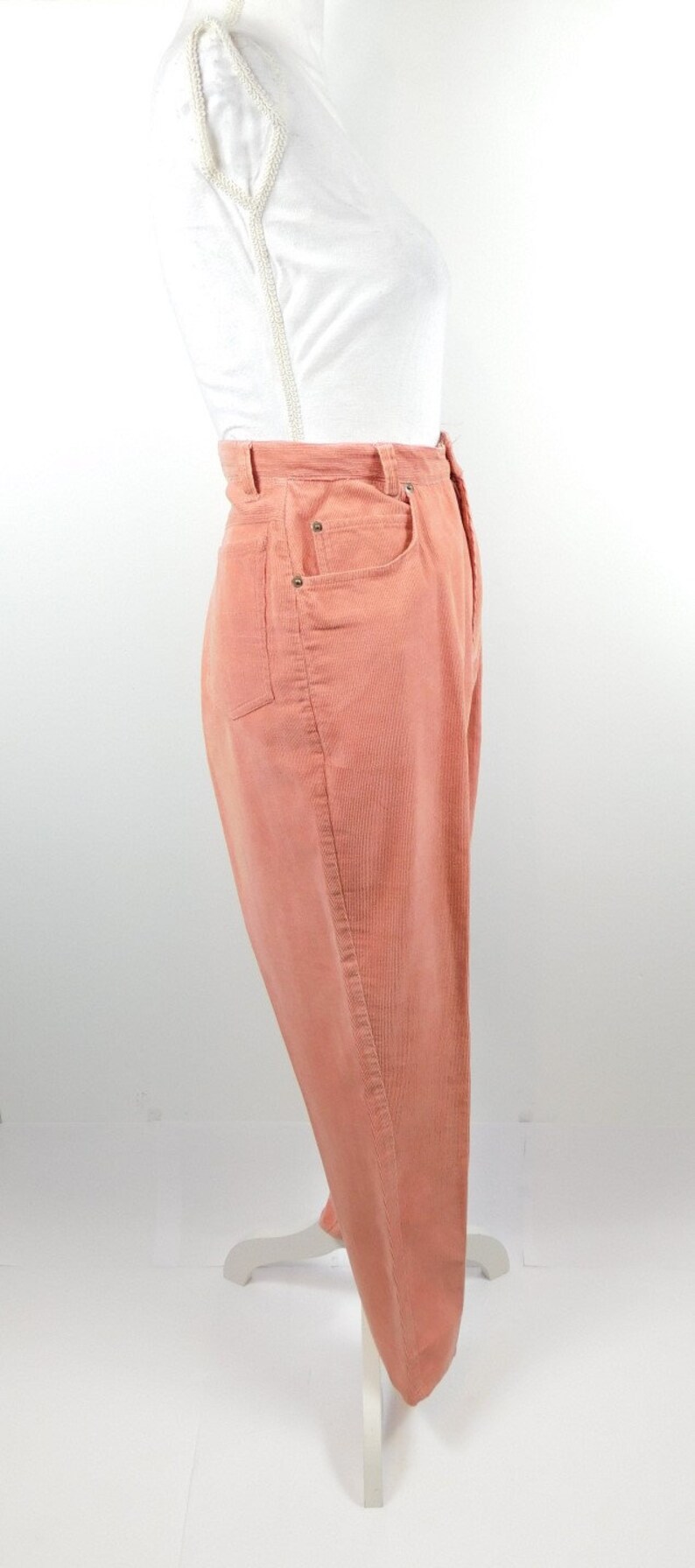 50/% SUMMER SALE Vintage 70s Stefano International Mauve Pink Corduroy Tapered Leg High Waist Minimal Cotton Pockets Pants Sz 10 Medium